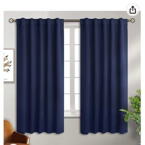 42x62 inch thermal insulated room darkening curtains.  Navy Blue.  2 panels